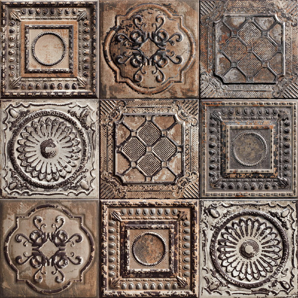 Mainzu 20x20 cm Tin Tile Rusty Mix Dekor Duvar Karosu - 2