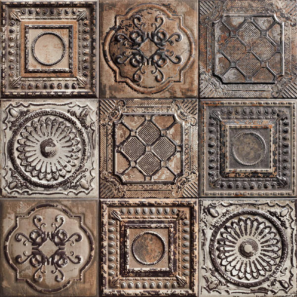 Mainzu 20x20 cm Tin Tile Rusty Mix Dekor Duvar Karosu - 2