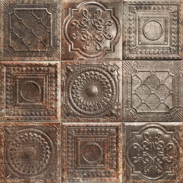 Mainzu 20x20 cm Tin Tile Rusty Nero Dekor Duvar Karosu - 1