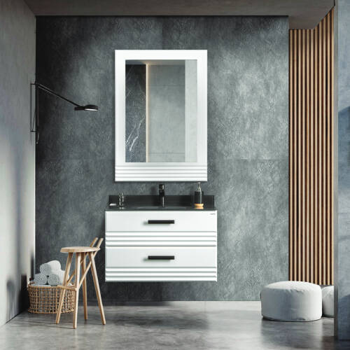 Martat Banyo Flow 80 cm Banyo Dolabı Mat Beyaz - 1