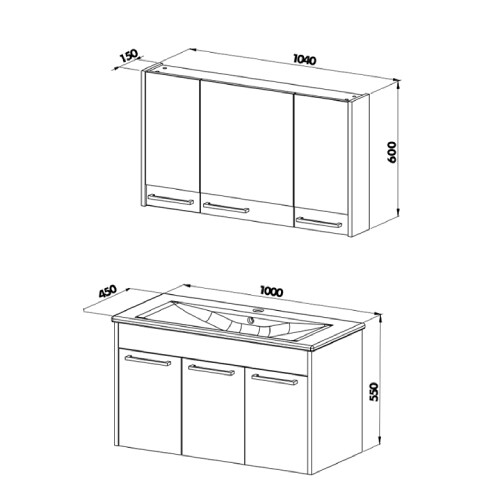 Martat Banyo New Sofia 100 cm Banyo Dolabı Sardunya - 2