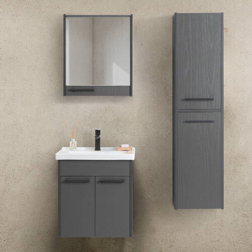 Martat Banyo New Sofia 55 cm Banyo Dolabı Koyu Gri - 1