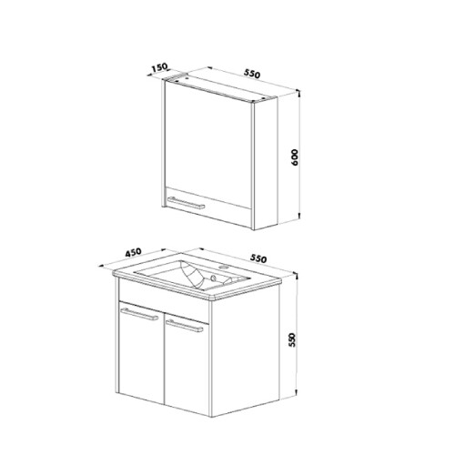 Martat Banyo New Sofia 55 cm Banyo Dolabı Sardunya - 2