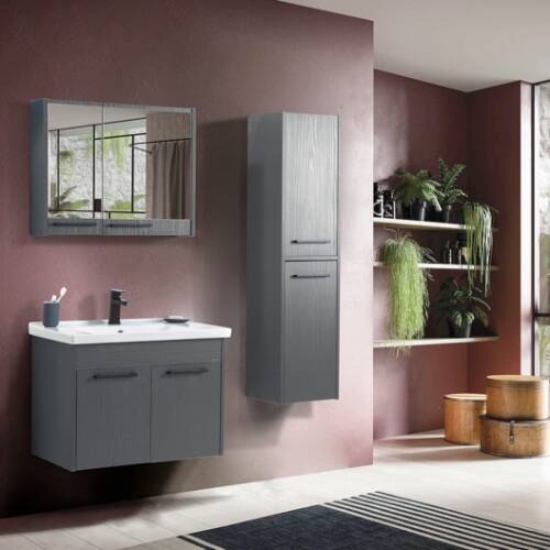 Martat Banyo New Sofia 80 cm Banyo Dolabı Koyu Gri - 1