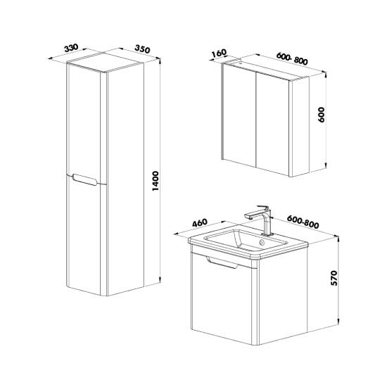 Martat Banyo Stillo 60 cm Banyo Dolabı Antrasit - 2