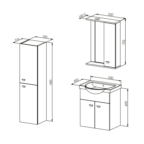 Martat Banyo Ukra 55 cm Banyo Dolabı Beyaz - 2