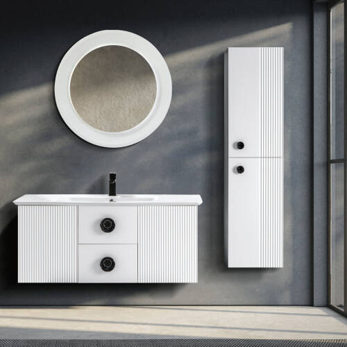 Martat Banyo Vanity 120 cm Banyo Dolabı Mat Beyaz - 1