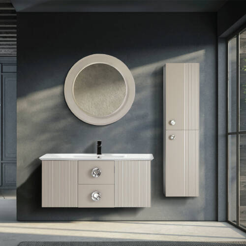 Martat Banyo Vanity 120 cm Banyo Dolabı Mat Yeni Gri - 1