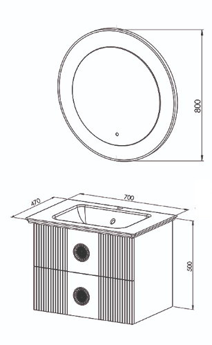 Martat Banyo Vanity 70 cm Banyo Dolabı Mat Beyaz - 2