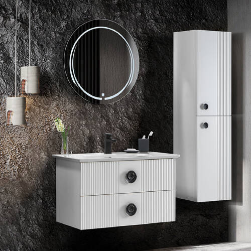 Martat Banyo Vanity 90 cm Banyo Dolabı Mat Beyaz - 1