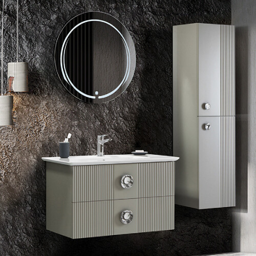 Martat Banyo Vanity 90 cm Banyo Dolabı Mat Yeni Gri - 1