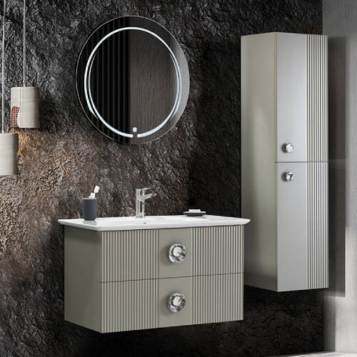 Martat Banyo Vanity 90 cm Banyo Dolabı Mat Yeni Gri - 1
