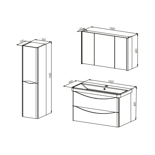 Martat Banyo Zen 100 cm Banyo Dolabı Mat Beyaz - 2