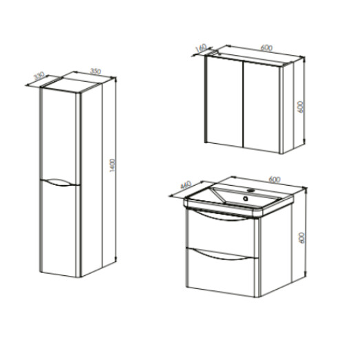 Martat Banyo Zen 60 cm Banyo Dolabı Kum Beji - 2