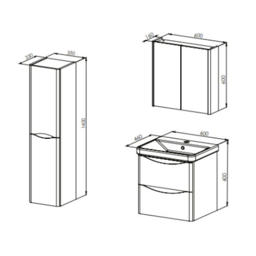 Martat Banyo Zen 60 cm Banyo Dolabı Mat Antrasit - 2