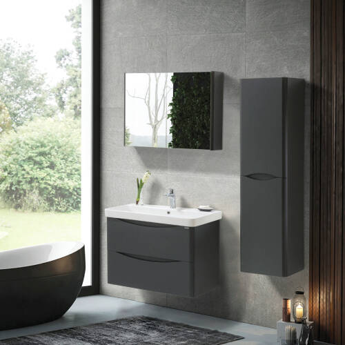 Martat Banyo Zen 80 cm Banyo Dolabı Mat Antrasit - 1