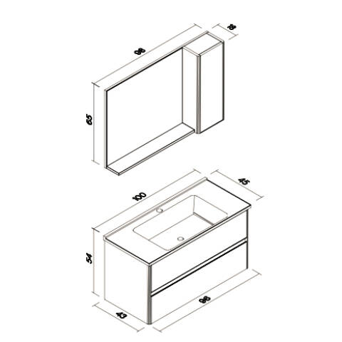 Orka Banyo Düden 100 cm Banyo Dolabı - 3