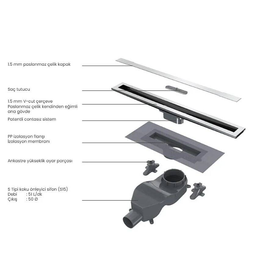 Ph Dizayn Smartline Trendy Inox Duş Kanalı - 3