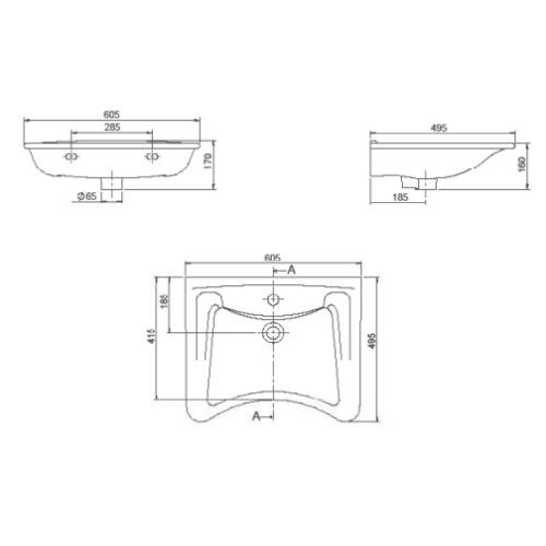 Turkuaz Bedensel Engelli Lavabo 60 cm - 3