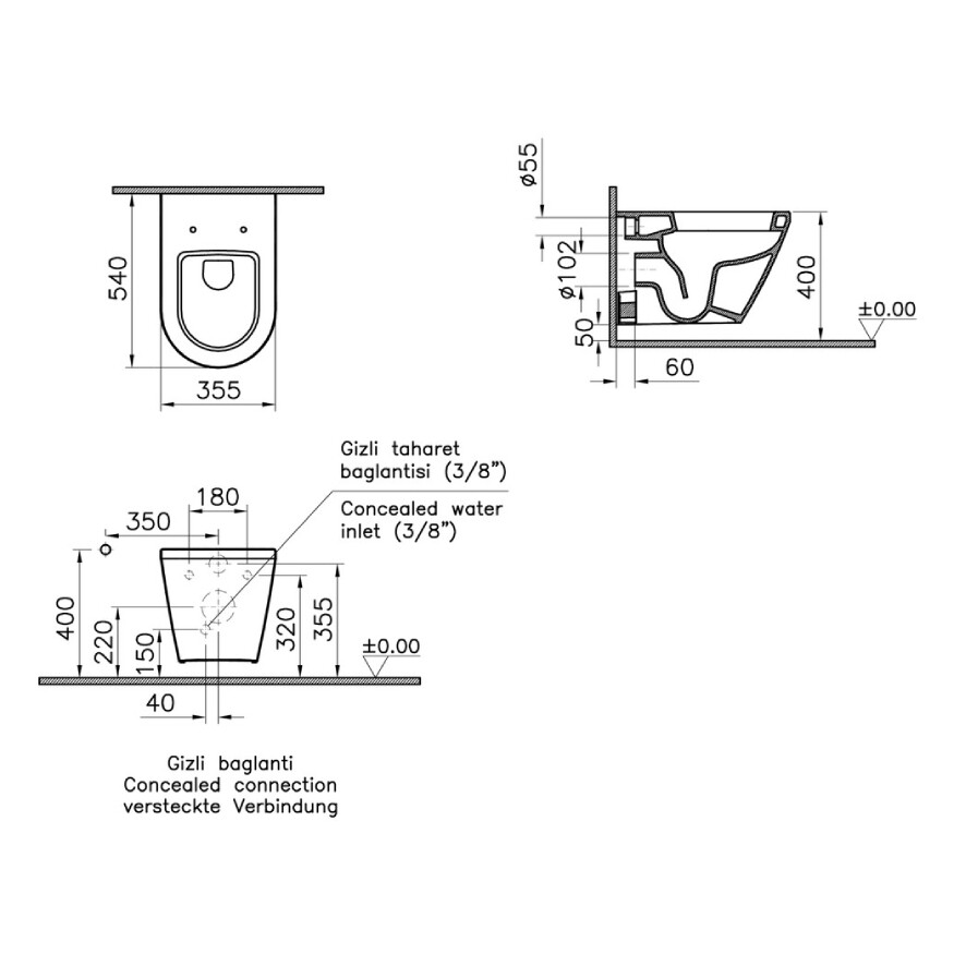 VitrA Integra Asma Klozet Beyaz 7060L003-0090 - 4