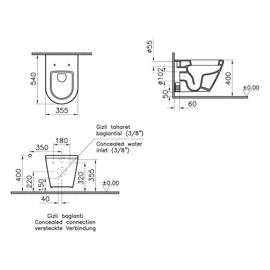 VitrA Integra Asma Klozet Beyaz 7060L003-0090 - 4