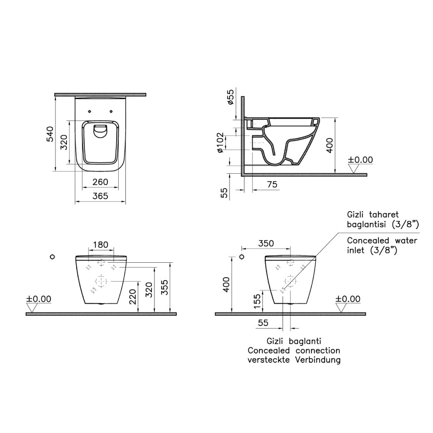 VitrA Integra Square Asma Klozet 7081L003-0090 - 2