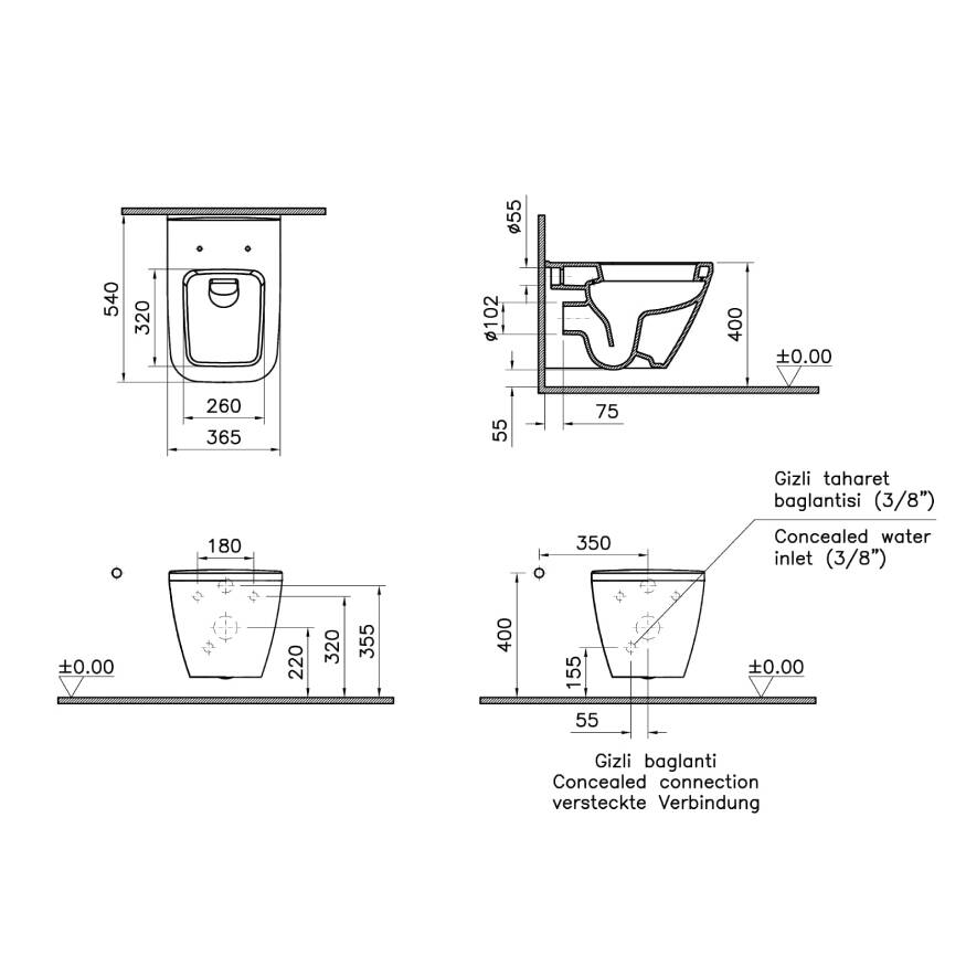 VitrA Integra Square Asma Klozet 7081L003-0090 - 2