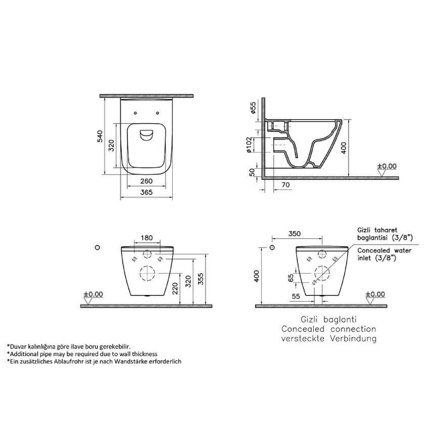 VitrA Integra Square Rim-ex Asma Klozet 7082L003-0090 - 3