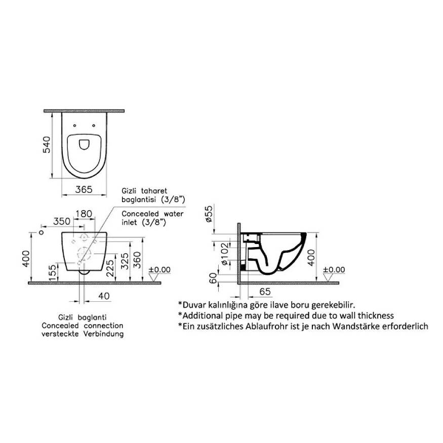 VitrA Sento Asma Klozet 7748B003-0559 - 3