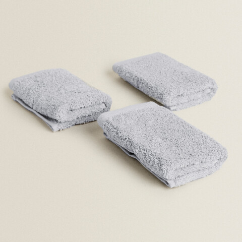 ZARA HOME Pamuklu 3'lü Yüz Havlusu Seti Kül Rengi - 4