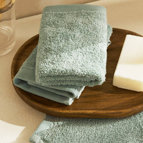 ZARA HOME Pamuklu 3'lü Yüz Havlusu Seti Turkuaz - 1